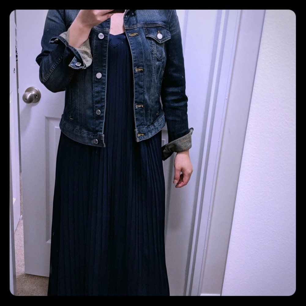 Michael Kors Navy long pleated maxi dress